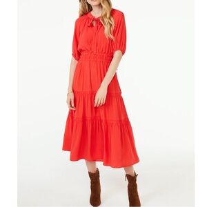 NWT Walmart Scoop brand Red Tiered Midi Dress